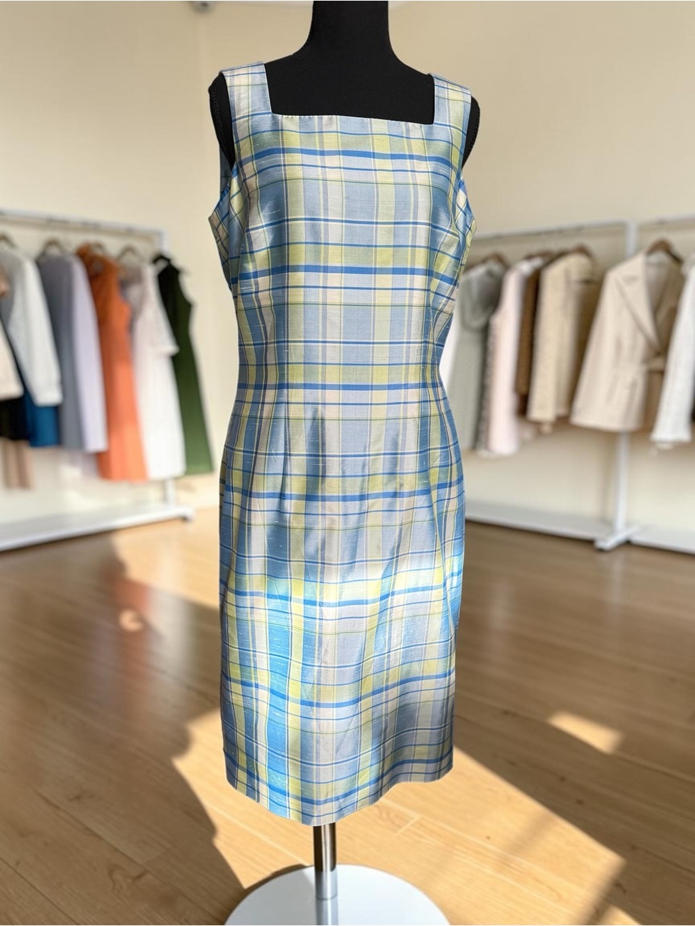 Patrick Collection Silk Plaid Dress Sz 10